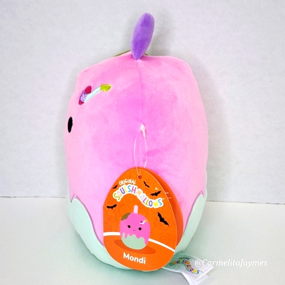🎃 MONDI 🍎🪱 Pink Mint Candy Apple wWorm Halloween 2024 Original Squishmallow - Picture 2 of 8